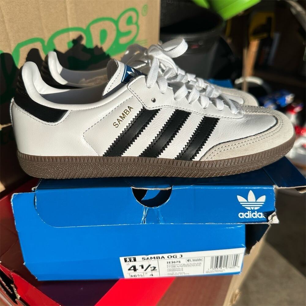 adidas Samba OG Junior White Black Gum Sneakers | Youth 4.5Y Womens 5.5 | New